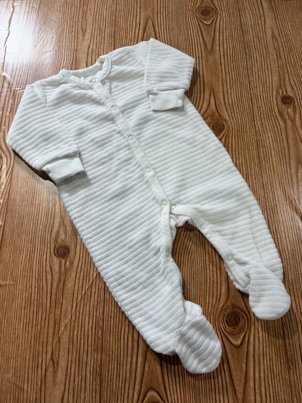 7/$20 Classic White Soft Ribbed Baby One-Piece Footed Romper Sleeper with Snaps
